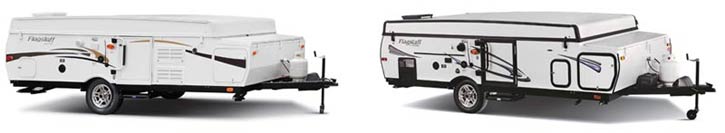 example of early model and regular model Flagstaff pop-up campers