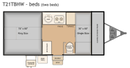 Flagstaff T21TBHW bed layout with two beds