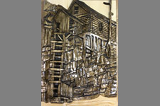 Crystal Mill relief wood-cut carved by Lynn Dreher