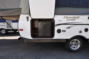 2014 Flagstaff 627D exterior fridge compartment