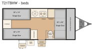 Flagstaff T21TBHW bed layout with three beds