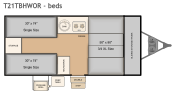Flagstaff T21TBHWOR bed layout with three beds