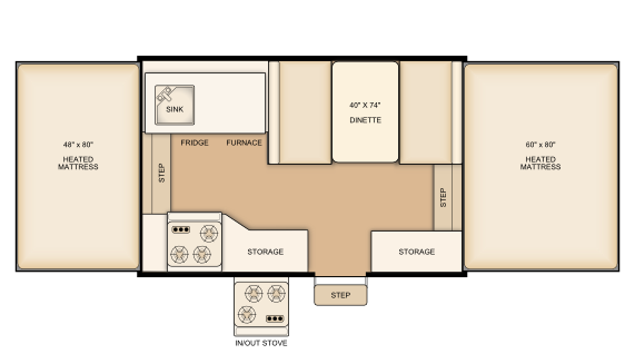 Flagstaff 206LT floorplan (with a 2-burner stove)