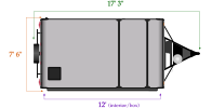 Flagstaff 228 with shower travel length and width