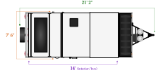 Flagstaff T21TBHWOR travel length and width diagram