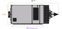 Flagstaff 228SE with shower travel length and width