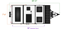 Length and width dimensions for Flagstaff T12RBST