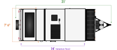 Length and width dimensions for Flagstaff T21DMHW