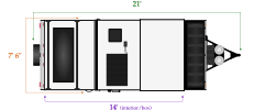 Flagstaff T21TBHW travel length and width diagram